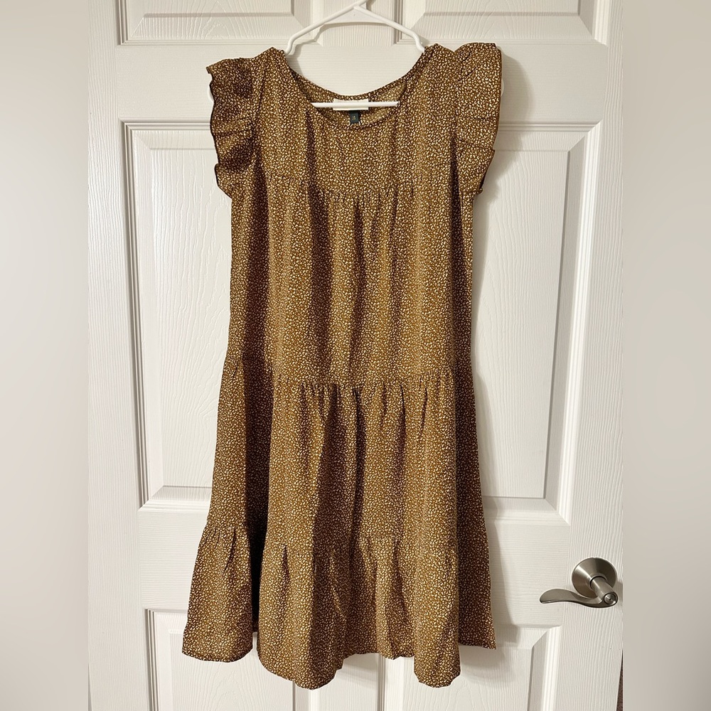 Alredine brown ruffled dress-NWT, XS
